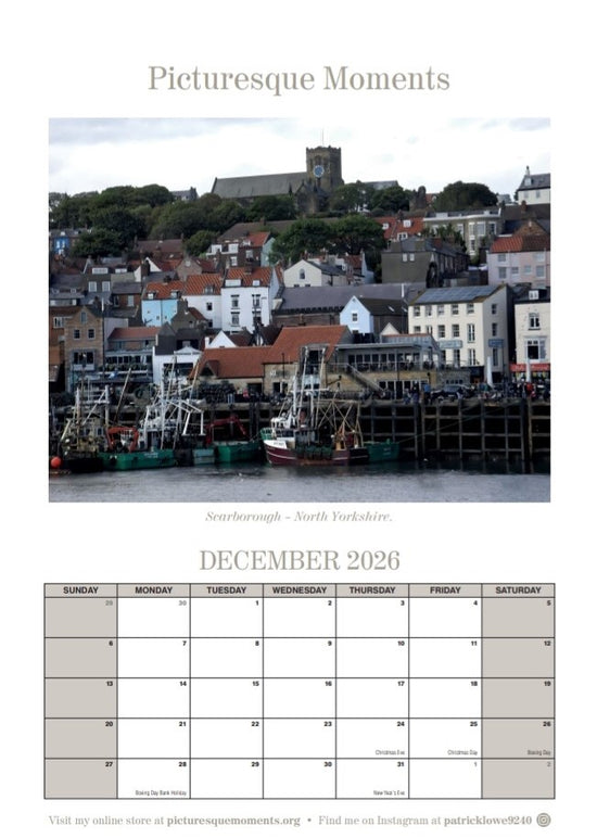 Yorkshire. England. 2026 Calendar.