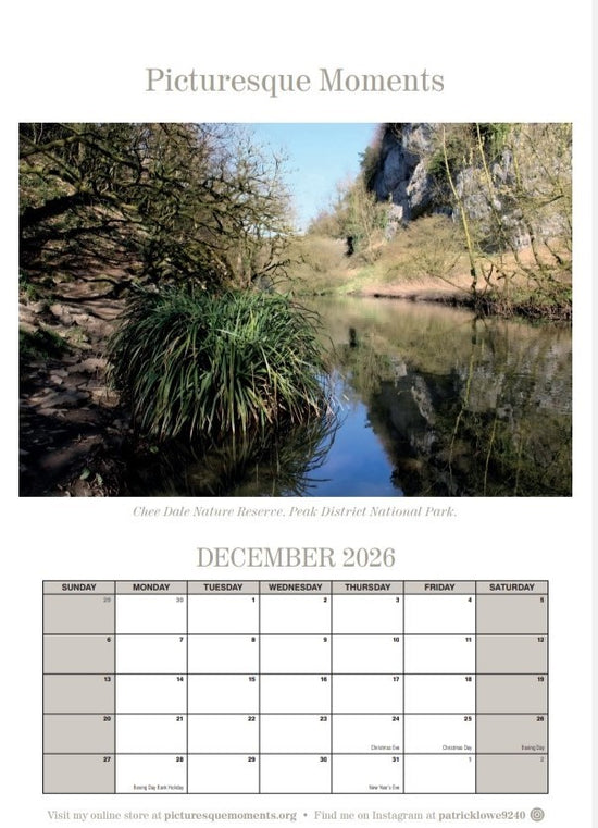 Peak District National Park. United Kingdom. 2026 Calendar.