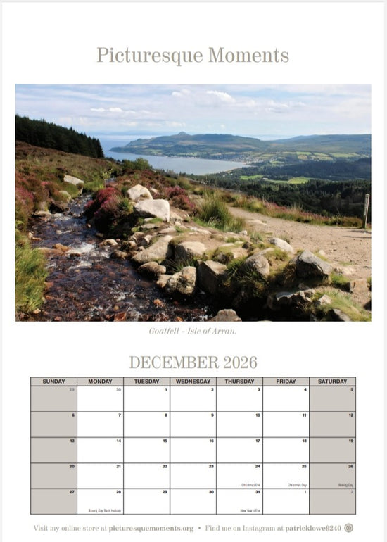 Isle of Arran. Scotland. 2026 Calendar.