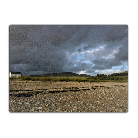 Scottish Landscapes & Seascapes. The Stylish Textured Glass Chopping Board. Pirnmill. Isle of Arran. Scotland.