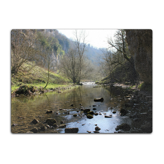 The Stylish Textured Glass Chopping Board. Chee Dale Stepping Stones. Peak District National Park. Derbyshire. England.
