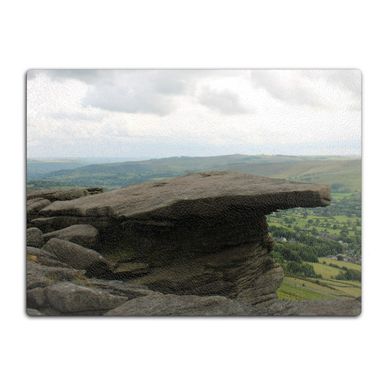 The Stylish Textured Glass Chopping Board. Bamford Edge. Peak District National Park. Derbyshire. England.