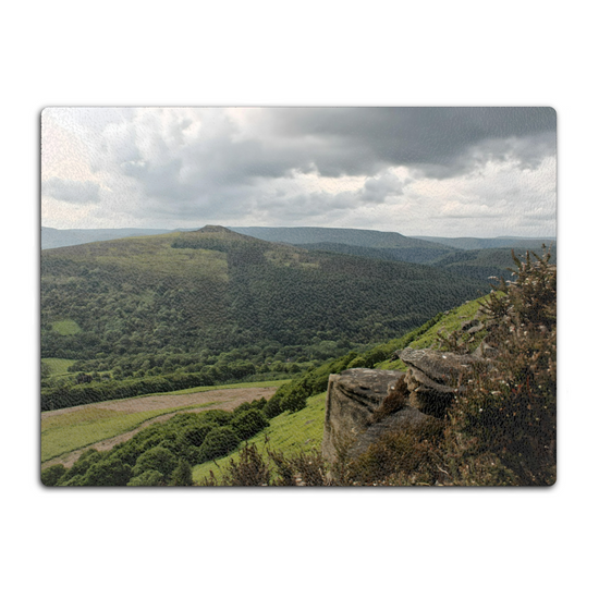 The Stylish Textured Glass Chopping Board. Bamford Edge. Peak District National Park. Derbyshire. England.