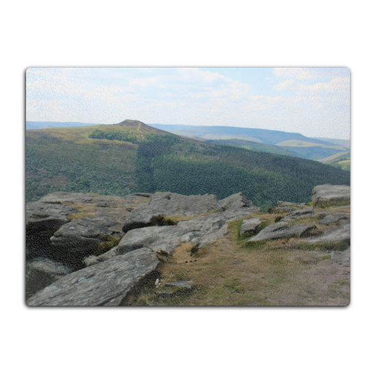 The Stylish Textured Glass Chopping Board. Bamford Edge. Peak District National Park. Derbyshire. England.