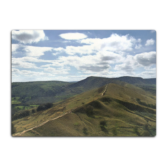The Stylish Textured Glass Chopping Board. Mam Tor. Peak District National Park. Derbyshire. England.