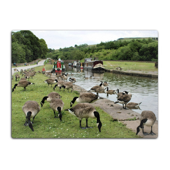 The Stylish Textured Glass Chopping Board. Bugsworth Canal Basin. Buxworth. Peak Forest Canal. Derbyshire. England.