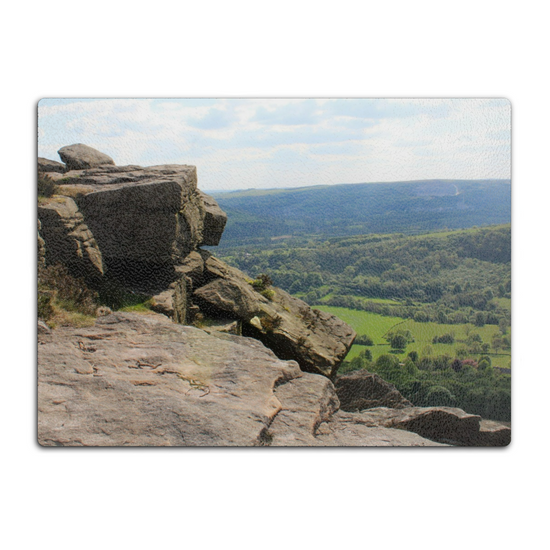 The Stylish Textured Glass Chopping Board. Bamford Edge. Peak District National Park. Derbyshire. England.