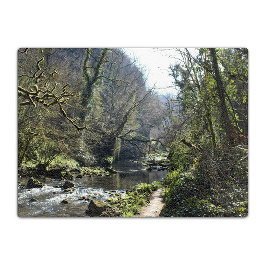 The Stylish Textured Glass Chopping Board. Chee Dale Nature Reserve. Peak District National Park. Derbyshire. England.