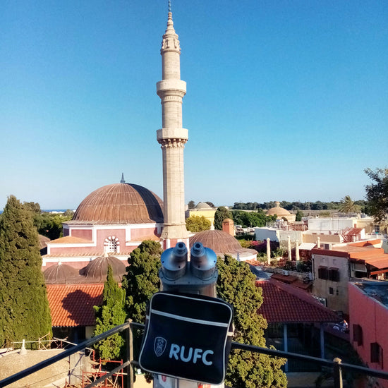 The Roaming Bag of Rotherham @ The Roloi Clock Tower - Rhodes Medieval Town - Greece.