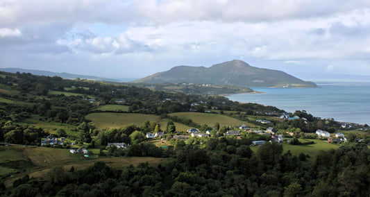 Holy Isle - Aerial View from Whiting Bay.  Isle of Arran - Scotland.