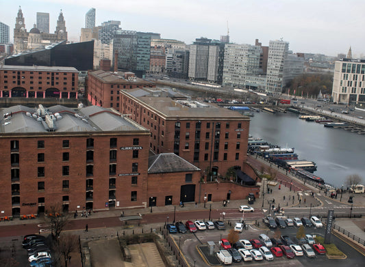 Albert Dock Aerial View  -  Liverpool. England.