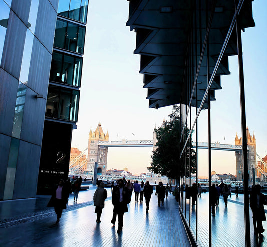 Tower Bridge - Beneath the Skyscrapers. London - England.