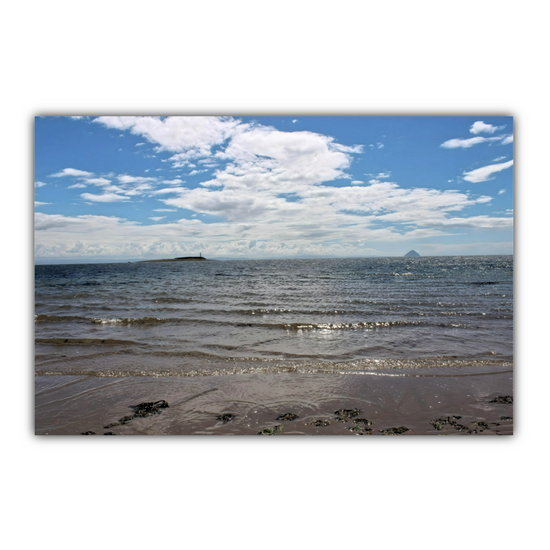 Canvas Art. Scottish Landscapes & Seascapes. Kildonan Beach. Ailsa Craig & Pladda Island. Isle of Arran. Scotland.