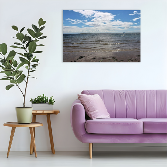 Canvas Art. Scottish Landscapes & Seascapes. Kildonan Beach. Ailsa Craig & Pladda Island. Isle of Arran. Scotland.