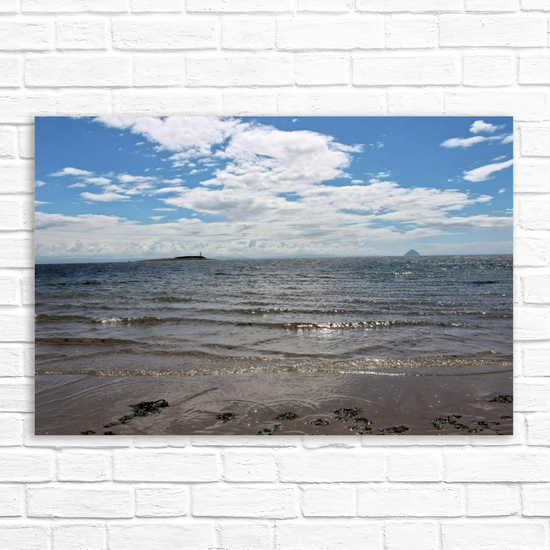 Canvas Art. Scottish Landscapes & Seascapes. Kildonan Beach. Ailsa Craig & Pladda Island. Isle of Arran. Scotland.