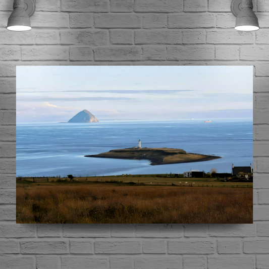 Canvas  Art. Scottish Landscapes & Seascapes. Ailsa Craig & Pladda Island View. Isle of  Arran. Scotland.