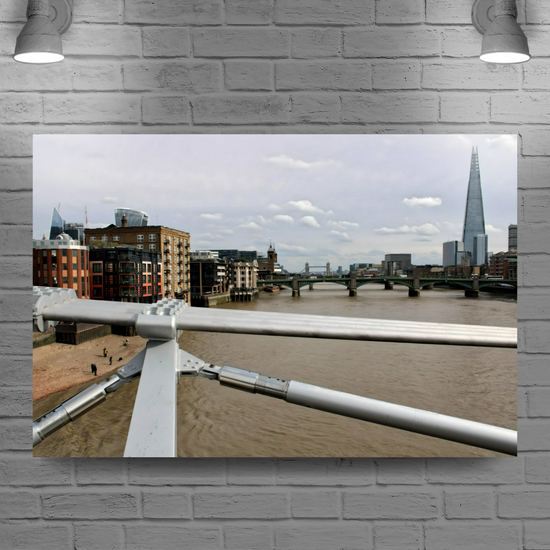 Canvas Art. Cityscapes & Landmarks. Millennium Bridge. The Shard. London. England.