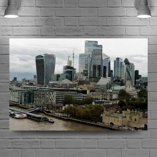 Canvas Art. Cityscapes & Landmarks. River Thames Aerial View. London. England.