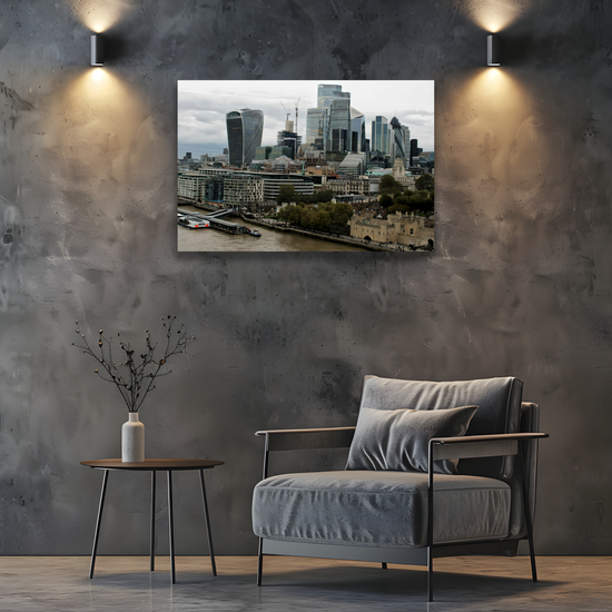 Canvas Art. Cityscapes & Landmarks. River Thames Aerial View. London. England.
