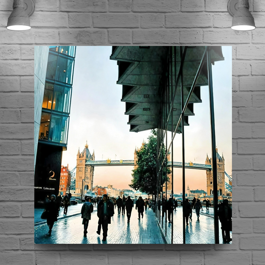 Canvas Art. Cityscapes & Landmarks. Tower Bridge. Beneath The Skyscrapers. London. England.
