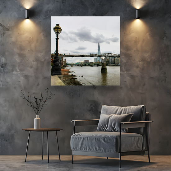 Giclée Mounted Wall Art Prints.  Millennium  Bridge. The Shard. London. England.