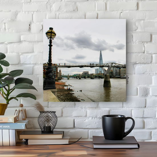Giclée Mounted Wall Art Prints.  Millennium  Bridge. The Shard. London. England.