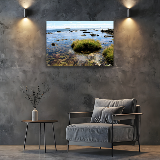 Canvas Art. Scottish Landscapes & Seascapes. Kildonan Beach. Ailsa Craig & Pladda Island. Isle of Arran. Scotland.