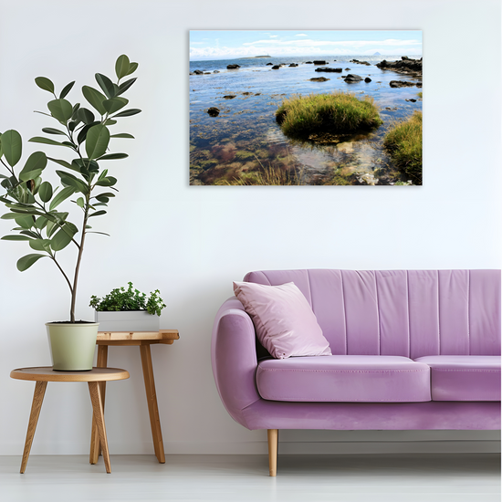 Canvas Art. Scottish Landscapes & Seascapes. Kildonan Beach. Ailsa Craig & Pladda Island. Isle of Arran. Scotland.