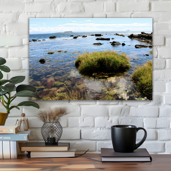 Canvas Art. Scottish Landscapes & Seascapes. Kildonan Beach. Ailsa Craig & Pladda Island. Isle of Arran. Scotland.
