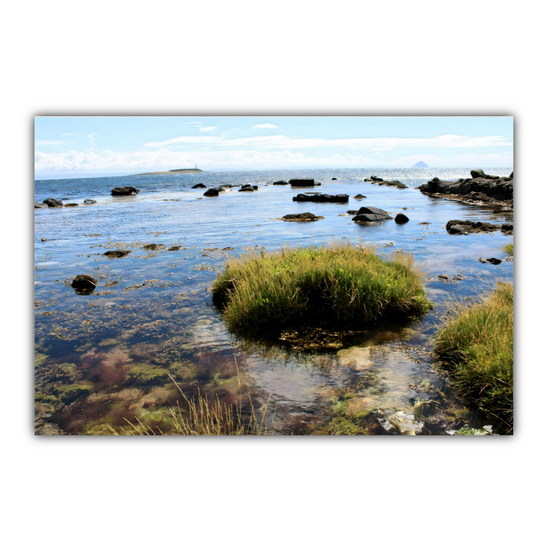 Canvas Art. Scottish Landscapes & Seascapes. Kildonan Beach. Ailsa Craig & Pladda Island. Isle of Arran. Scotland.