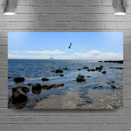 Canvas Art. Scottish Landscapes & Seascapes. Kildonan Beach. Ailsa Craig. Isle of Arran. Scotland.