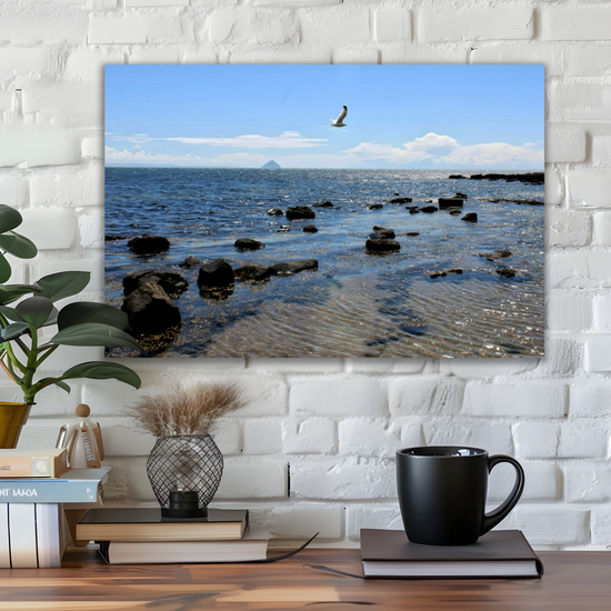 Canvas Art. Scottish Landscapes & Seascapes. Kildonan Beach. Ailsa Craig. Isle of Arran. Scotland.