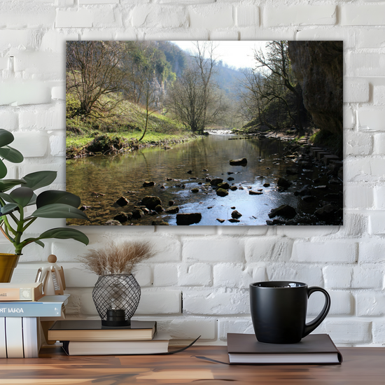 Canvas Art. English Landscapes & Riverscapes. Chee Dale Stepping Stones. Peak District National Park. England.