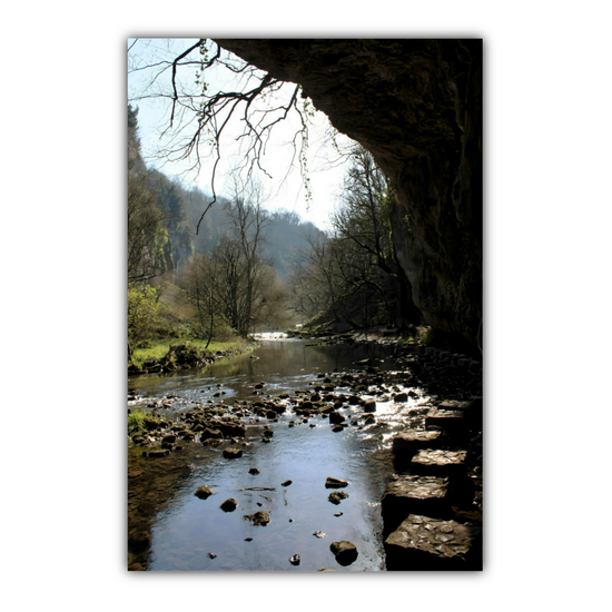 Canvas Art. English Landscapes & Riverscapes. Chee Dale Stepping Stones. Peak District National Park.  England.