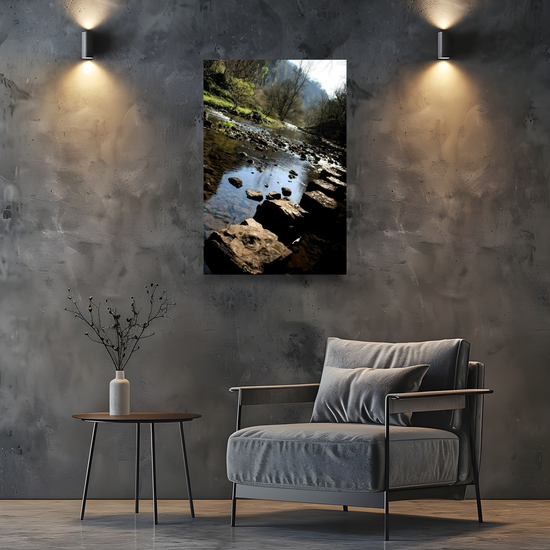 Canvas Art. English Landscapes & Riverscapes. Chee Dale Stepping Stones. Peak District National Park. England.