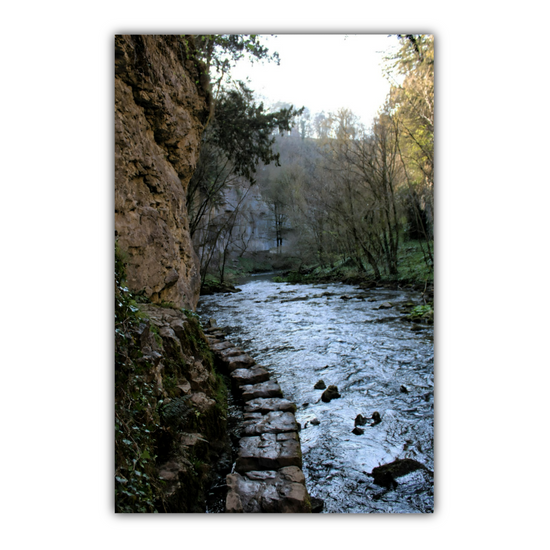 Canvas Art. English Landscapes & Riverscapes. Chee Dale Stepping Stones. Peak District National Park. England.