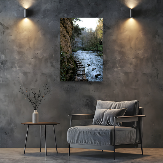 Canvas Art. English Landscapes & Riverscapes. Chee Dale Stepping Stones. Peak District National Park. England.