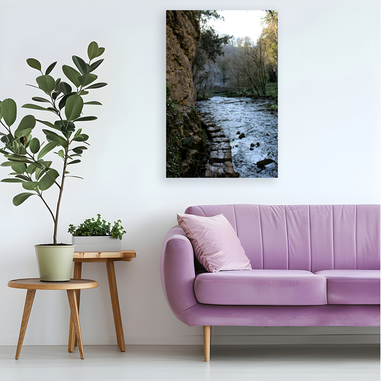Canvas Art. English Landscapes & Riverscapes. Chee Dale Stepping Stones. Peak District National Park. England.