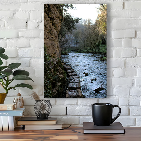 Canvas Art. English Landscapes & Riverscapes. Chee Dale Stepping Stones. Peak District National Park. England.