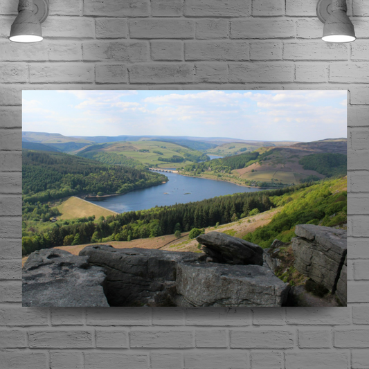 Canvas Art. English Landscapes & Riverscapes. Bamford Edge. Ladybower Reservoir. Peak District National Park. England.