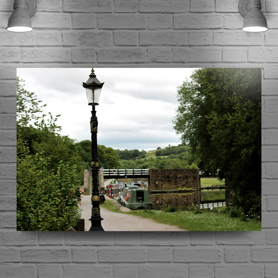 Canvas Art. English Landscapes & Riverscapes. Bugsworth Canal Basin.  Buxworth. Derbyshire. England.