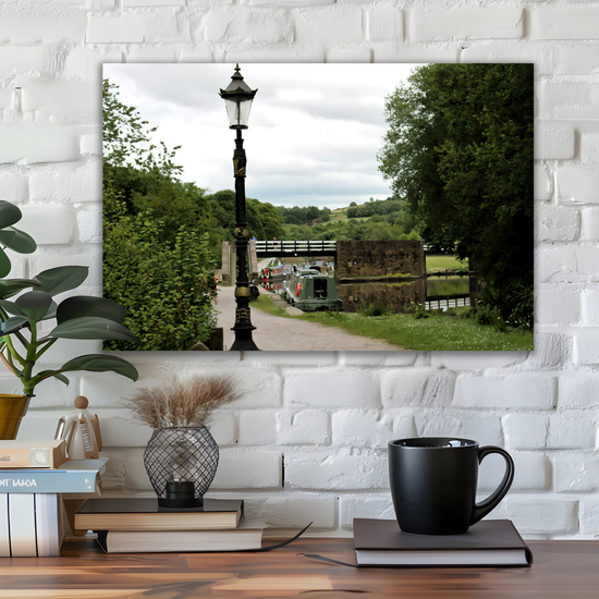 Canvas Art. English Landscapes & Riverscapes. Bugsworth Canal Basin.  Buxworth. Derbyshire. England.