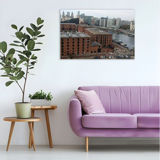 Canvas Art. English Cityscapes & Landmarks. Albert Dock Aerial View. Liverpool. England.