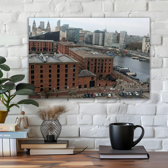 Canvas Art. English Cityscapes & Landmarks. Albert Dock Aerial View. Liverpool. England.