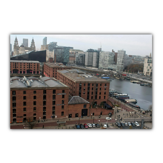 Canvas Art. English Cityscapes & Landmarks. Albert Dock Aerial View. Liverpool. England.
