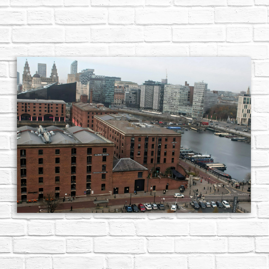 Canvas Art. English Cityscapes & Landmarks. Albert Dock Aerial View. Liverpool. England.