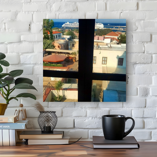 Canvas Art. Grecian Cityscapes & Landmarks. Roloi Clock Tower View. Rhodes Medieval Town. Greece.