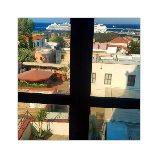 Canvas Art. Grecian Cityscapes & Landmarks. Roloi Clock Tower View. Rhodes Medieval Town. Greece.
