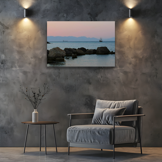 Canvas Art. Grecian Cityscapes & Riverscapes. Mandraki Harbour. Rhodes. Greece.