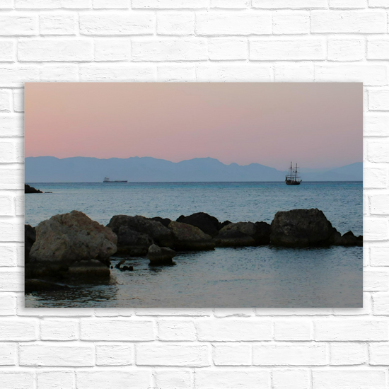 Canvas Art. Grecian Cityscapes & Riverscapes. Mandraki Harbour. Rhodes. Greece.